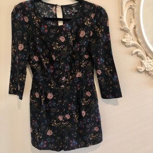 Cute Long Sleeve Floral Romper with Pockets